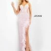 Jovani 06558 Embellished Scalloped Long Prom Dress Feather Trimmed Slit Evening Gown 2 Jovani 06558 Embellished Scalloped Long Prom Dress Feather Trimmed Slit Evening Gown