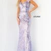Jovani 06629 Purple Prom Dress Off The Shoulder Sequin Lace Long Evening Gown With Sweeping Train Mermaid Dresses