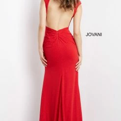 Jovani 06859 Long Straight Prom Pageant Gown Shimmer Dress Slit High Neck Cap Sleeve Backless Dresses