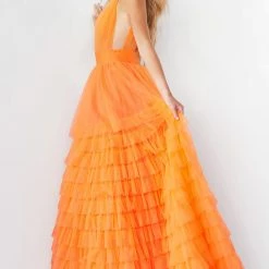 Jovani 07264 Long Ballgown Prom Pageant Gown Ruffle Dress V Neck