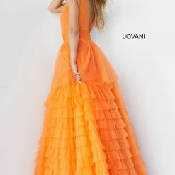 Jovani 07264 Long Ballgown Prom Pageant Gown Ruffle Dress V Neck