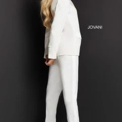 Jovani 07293 Long Jumpsuit Prom Pageant Tuxedo Formal Black Ivory