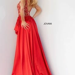 Jovani 07415 Long Maxi Slit Prom Pageant Gown Formal Dress V Neck Ballgown Dresses