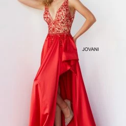 Jovani 07415 Long Maxi Slit Prom Pageant Gown Formal Dress V Neck Ballgown Dresses