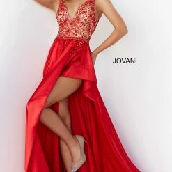 Jovani 07415 Long Maxi Slit Prom Pageant Gown Formal Dress V Neck Ballgown Dresses