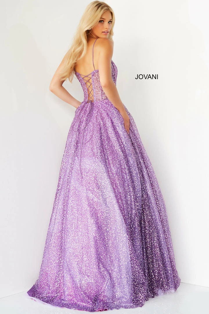 Jovani 07423 Purple Prom Ballgown Sequins Net Sheer Corset Bodice Sweetheart Neckline Spaghetti Straps Evening Dress 6 Jovani 07423 Purple Prom Ballgown Sequins Net Sheer Corset Bodice Sweetheart Neckline Spaghetti Straps Evening Dress