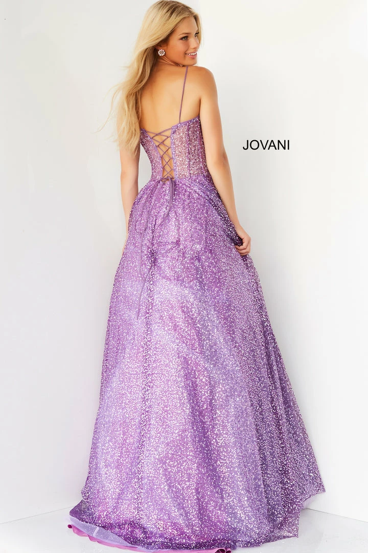 Jovani 07423 Purple Prom Ballgown Sequins Net Sheer Corset Bodice Sweetheart Neckline Spaghetti Straps Evening Dress 5 Jovani 07423 Purple Prom Ballgown Sequins Net Sheer Corset Bodice Sweetheart Neckline Spaghetti Straps Evening Dress