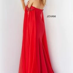 Jovani 07652 Prom Dress Cape Sleeves Pageant Gown Off The Shoulder Sweetheart Neckline Slit