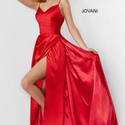 Jovani 07800 Long Prom Dress Pageant Gown Wrap Style V Neckline Ruching Slit