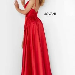 Jovani 07800 Long Prom Dress Pageant Gown Wrap Style V Neckline Ruching Slit