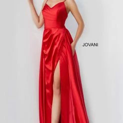 Jovani 07800 Long Prom Dress Pageant Gown Wrap Style V Neckline Ruching Slit