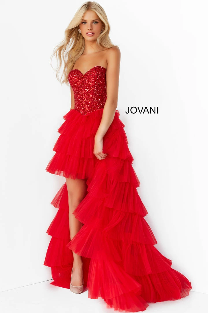 Jovani 08100 High Low Prom Dress Pageant Gown Strapless Sweetheart Neckline Ruffles 3 Jovani 08100 High Low Prom Dress Pageant Gown Strapless Sweetheart Neckline Ruffles