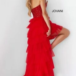 Jovani 08100 High Low Prom Dress Pageant Gown Strapless Sweetheart Neckline Ruffles 8 Jovani 08100 High Low Prom Dress Pageant Gown Strapless Sweetheart Neckline Ruffles