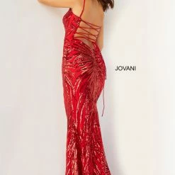 Jovani 08481 Long Straight Prom Pageant Gown Sequin Dress Backless Corset Sequin Dresses