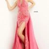 Jovani 08553 Halter Neckline Prom Dress Pageant Gown Iridescent Sequins Overskirt Slit