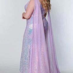 Johnathan Kayne For Sydney's Closet JK2109 Sequin Cape Prom Dress Plus Sized Mermaid JK 2109