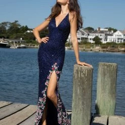 Primavera Couture 3618 Long Fitted Beaded Floral Evening Dress Prom Pageant Formal Backless Dresses