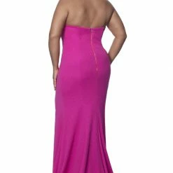 In Stock Blush Prom 11973 Size 14 Long Glitter Prom Dress Slit Fitted Strapless Slit Gown