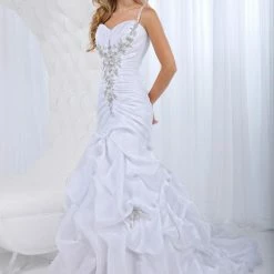 In Stock Impression Bridal 10022 Size 8 White Mermaid Dress Pickups Pleated Bodice Mermaid Dresses