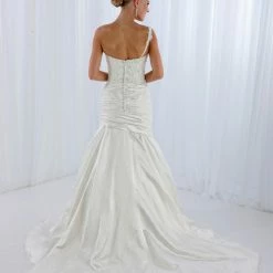 In Stock Impression Bridal 10092 One Strap Fit And Flare Mermaid Wedding Gown Size 2 Ivory