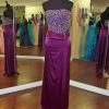 In Stock Tiffany Designs 6619 Long Cobalt Satin Beaded Prom Dress Formal Gown Size 4
