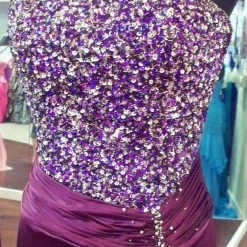 In Stock Tiffany Designs 6619 Long Cobalt Satin Beaded Prom Dress Formal Gown Size 4