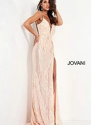 Backless Dresses Jovani 1012 Prom Dress Long Sequin Floral Appliques Pageant Gown Slit Backless