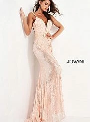 Backless Dresses Jovani 1012 Prom Dress Long Sequin Floral Appliques Pageant Gown Slit Backless