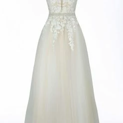 Ballgown Dresses Dave & Johnny 10246 Long Lace A Line Ballgown Prom Dress Bridal Gown