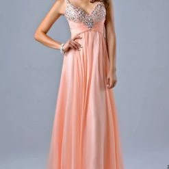 In Stock CLEARANCE Nina Canacci 1040 Size 6 Long A Line Prom Dress Embellished Babydoll Gown