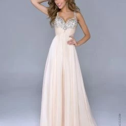 In Stock CLEARANCE Nina Canacci 1040 Size 6 Long A Line Prom Dress Embellished Babydoll Gown