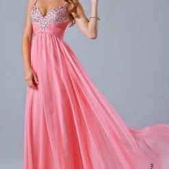 In Stock CLEARANCE Nina Canacci 1040 Size 6 Long A Line Prom Dress Embellished Babydoll Gown