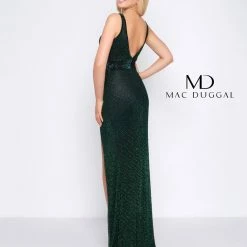 In Stock Mac Duggal 1070 Size 12 Royal V Neck Long Beaded Prom Dress Pageant Formal