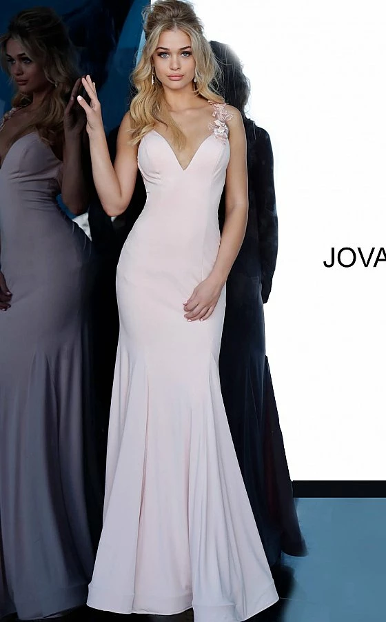 Jovani 1074 Blush Fitted Mermaid V Neck Sexy Lace Train Prom Dress Pageant 3 Jovani 1074 Blush Fitted Mermaid V Neck Sexy Lace Train Prom Dress Pageant