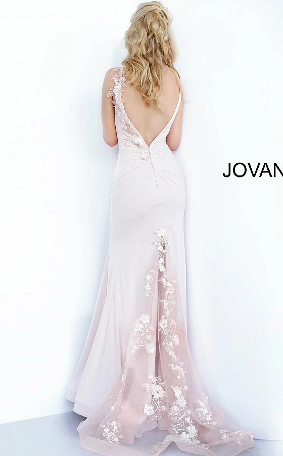 Jovani 1074 Blush Fitted Mermaid V Neck Sexy Lace Train Prom Dress Pageant 4 Jovani 1074 Blush Fitted Mermaid V Neck Sexy Lace Train Prom Dress Pageant