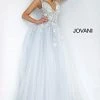 Jovani 11092 Long Sheer A Line Ballgown Formal Dress Floral Applique Romantic Ballgown Dresses