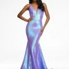 In Stock Backless Dresses Ashley Lauren 11108 Size 4 Lilac Long Fitted Sequin Mermaid Prom Dress Pageant V Neck