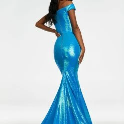 In Stock Ashley Lauren 11109 Size 16 Neon Off The Shoulder Sequin Prom Dress Pageant Gown