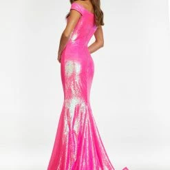 Ashleylauren Ashley Lauren 11109 Neon Off The Shoulder Sequin Prom Dress Pageant Gown