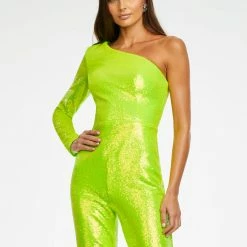 Ashleylauren Ashley Lauren 11110 Long Sequin Bell Sleeve Pageant Jumpsuit One Shoulder Jumpsuits & Rompers 22 Ashleylauren Ashley Lauren 11110 Long Sequin Bell Sleeve Pageant Jumpsuit One Shoulder Jumpsuits & Rompers