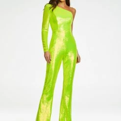 Ashleylauren Ashley Lauren 11110 Long Sequin Bell Sleeve Pageant Jumpsuit One Shoulder Jumpsuits & Rompers 20 Ashleylauren Ashley Lauren 11110 Long Sequin Bell Sleeve Pageant Jumpsuit One Shoulder Jumpsuits & Rompers