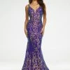 In Stock Mermaid Dresses Ashley Lauren 11113 Size 6 Long Fitted Sequin Formal Prom Dress Pageant Gown V Neck