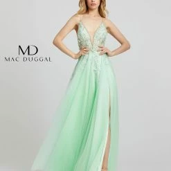 Mac Duggal 11125 Long Sheer 3d Floral Applique A Line Prom Dress Sheer Slit 17 Mac Duggal 11125 Long Sheer 3d Floral Applique A Line Prom Dress Sheer Slit