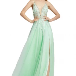 Mac Duggal 11125 Long Sheer 3d Floral Applique A Line Prom Dress Sheer Slit 13 Mac Duggal 11125 Long Sheer 3d Floral Applique A Line Prom Dress Sheer Slit