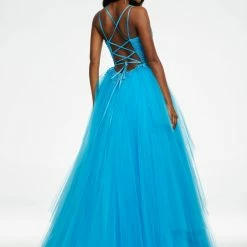 In Stock Ashley Lauren 11146 Size 6 Long Pleated Tulle Ball Gown Lace Prom Dress Pageant Gown