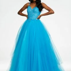 In Stock Ashley Lauren 11146 Size 6 Long Pleated Tulle Ball Gown Lace Prom Dress Pageant Gown