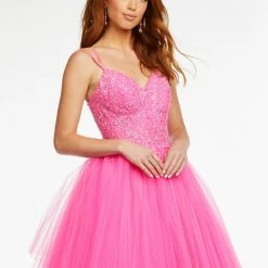 Ashleylauren Ashley Lauren 11146 Long Pleated Tulle Ball Gown Lace Prom Dress Pageant Gown