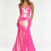 Ashleylauren Backless Dresses Ashley Lauren 11163 Long Fitted Sequin Strapless Prom Pageant Dress Train Peak Point