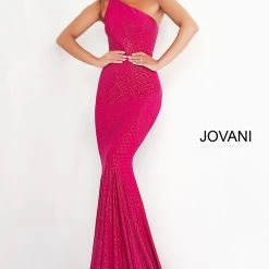 Jovani 1119 Long Glitter Jersey Prom Dress Evening Gown One Shoulder Mermaid Mermaid Dresses