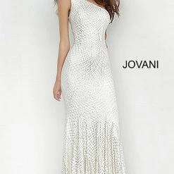 Jovani 1119 Long Glitter Jersey Prom Dress Evening Gown One Shoulder Mermaid Mermaid Dresses
